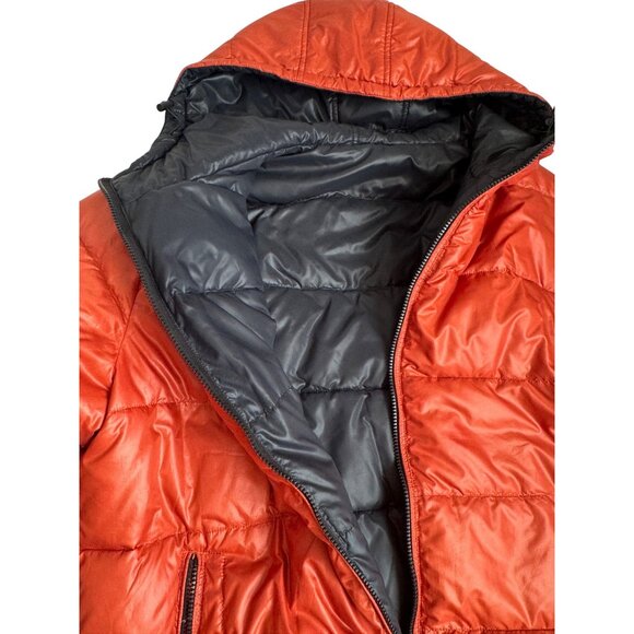 Point Zero Reversible Mens XXL Orange Puffer Jacket With Hood & Black Lining. - Picture 4 of 11